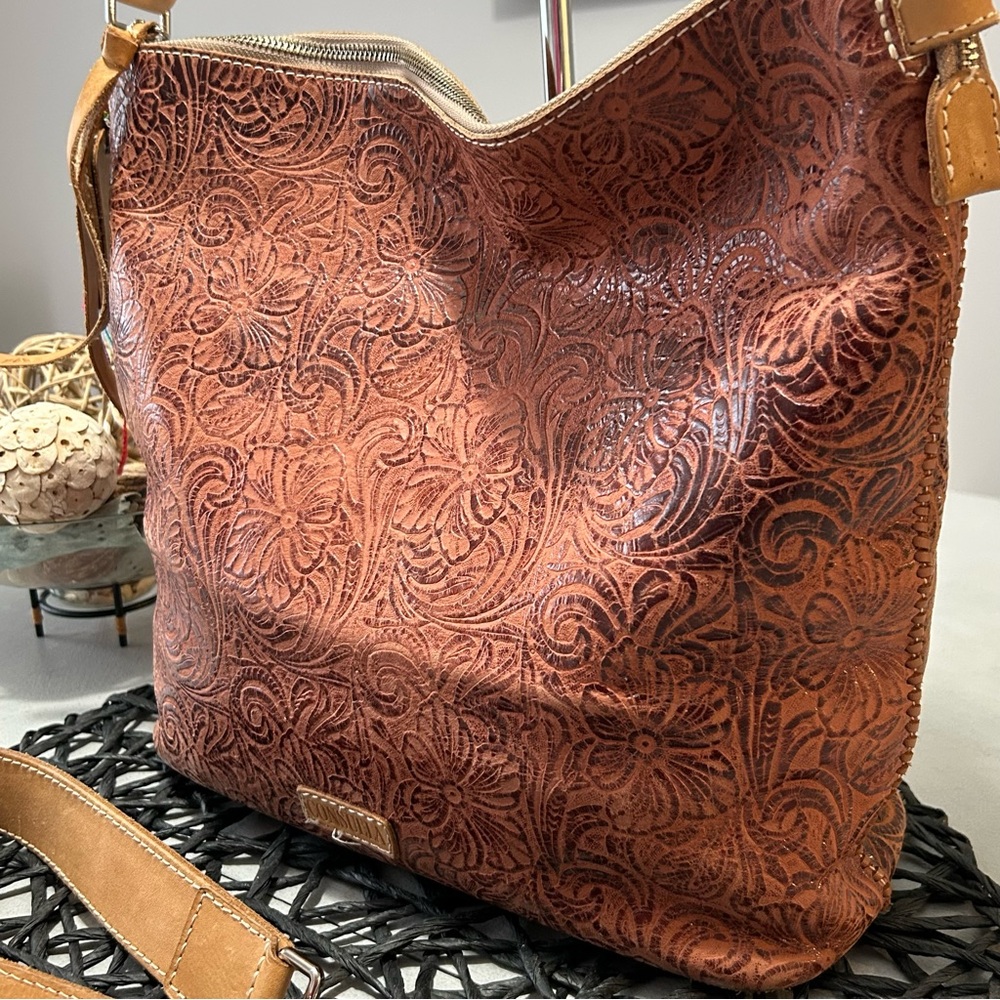 Consuela Sally Leather Tooled Hobo Bag - 2 Straps Included - Picture 6 of 16